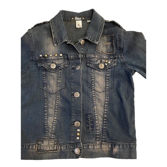 AVRIL LAVIGNE Abbey DAWN Denim Jacket Large Black Stars Hard to Find Y2K - Picture 2 of 7